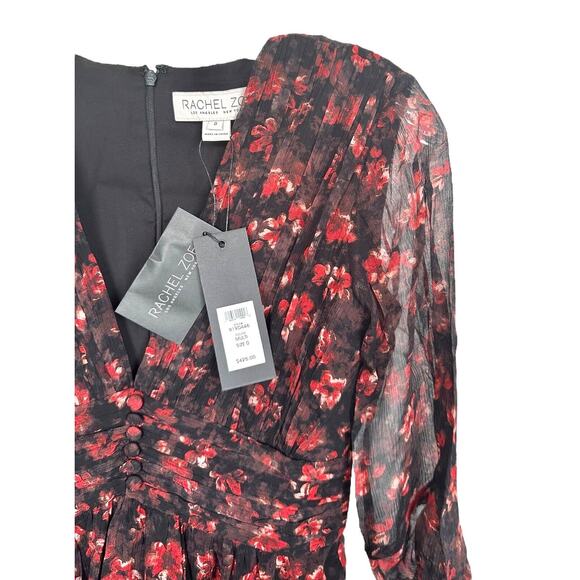 RACHEL ZOE Women's Chiffon CADEN DRESS 100% Silk Lined - Size 0 Floral Multi - Picture 7 of 12
